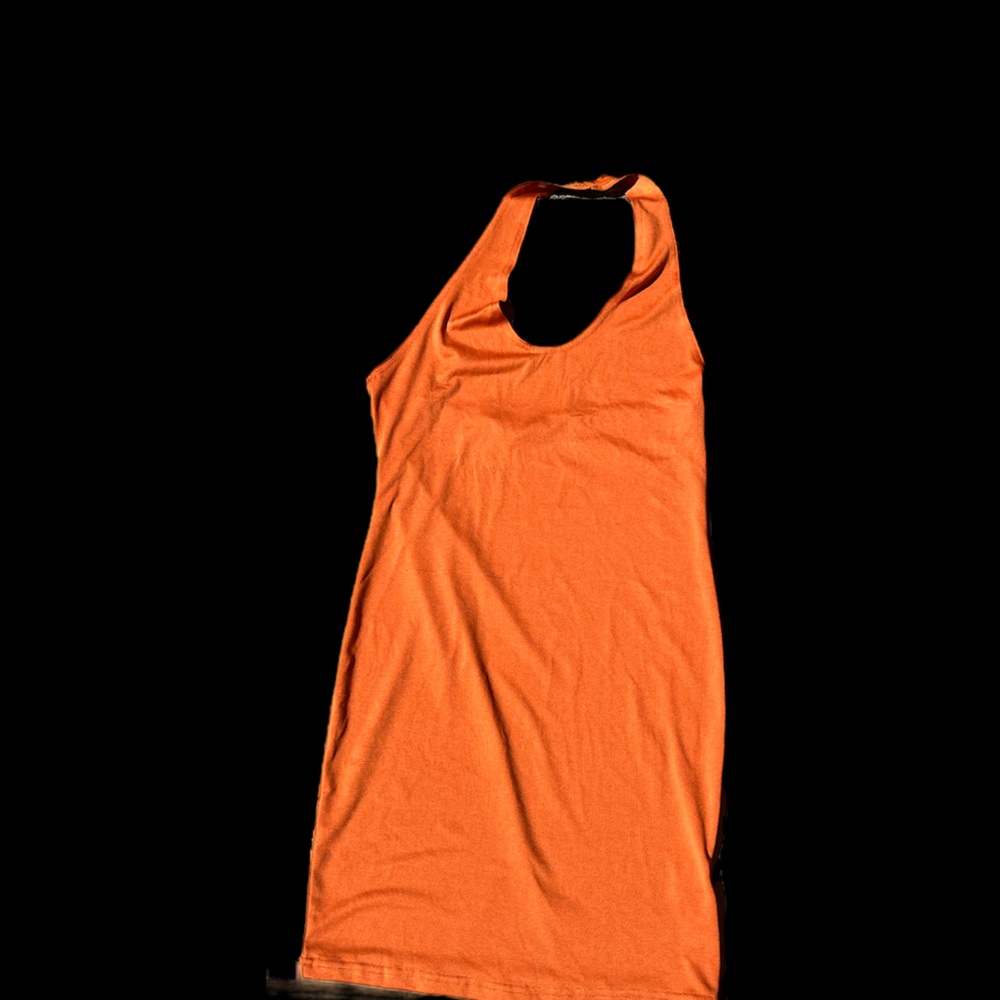 Burnt orange halter dress